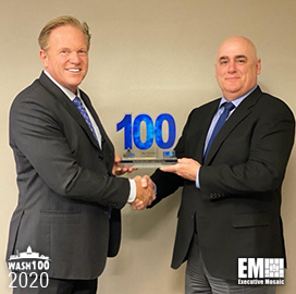 Roy Azevedo, President of Raytheon Space & Airborne Systems, Receives First Wash100 Award From Jim Garrettson, CEO of Executive Mosaic