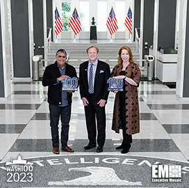 Jim Garrettson Delivers 2023 Wash100 Awards to CIA’s Jennifer Ewbank & Nand Mulchandani