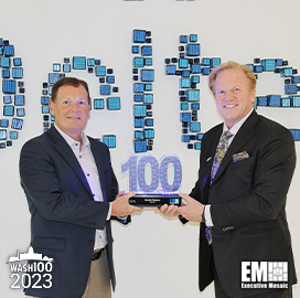 Jim Garrettson Presents Deltek’s Kevin Plexico With 4th Consecutive Wash100 Award