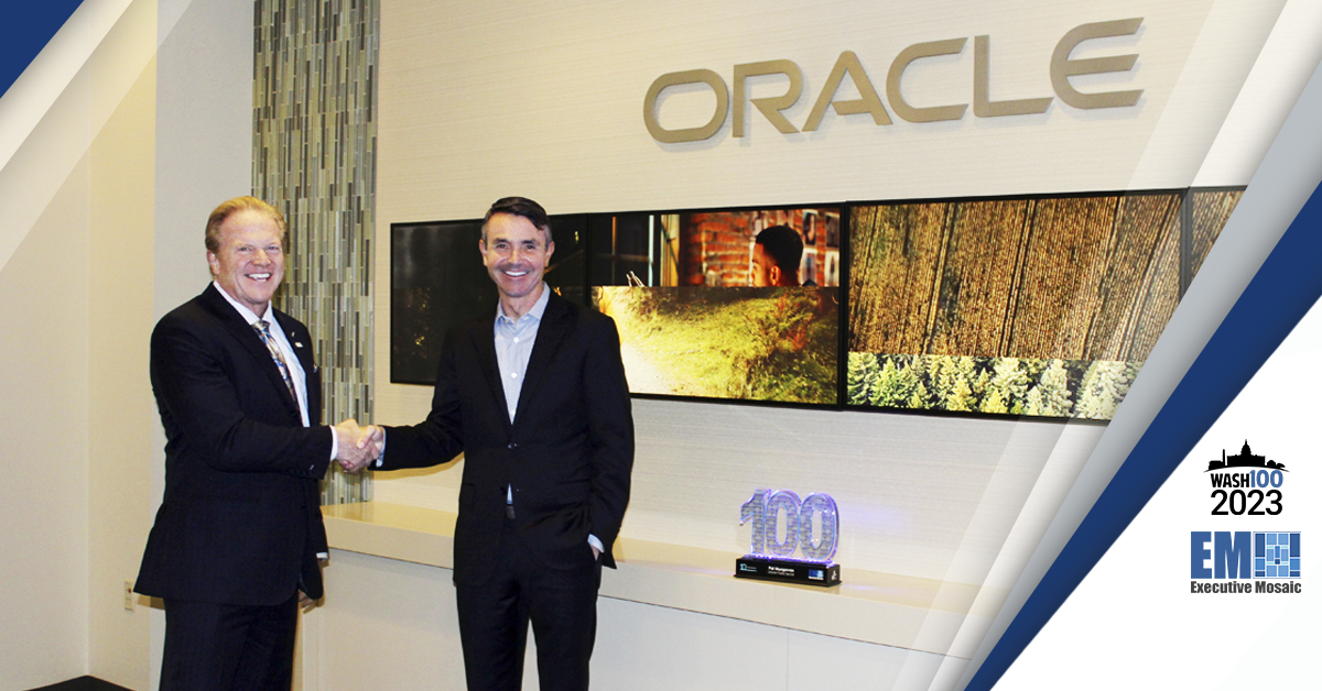 Oracle’s Pat Mungovan Receives 2023 Wash100 Award from EM’s Jim Garrettson
