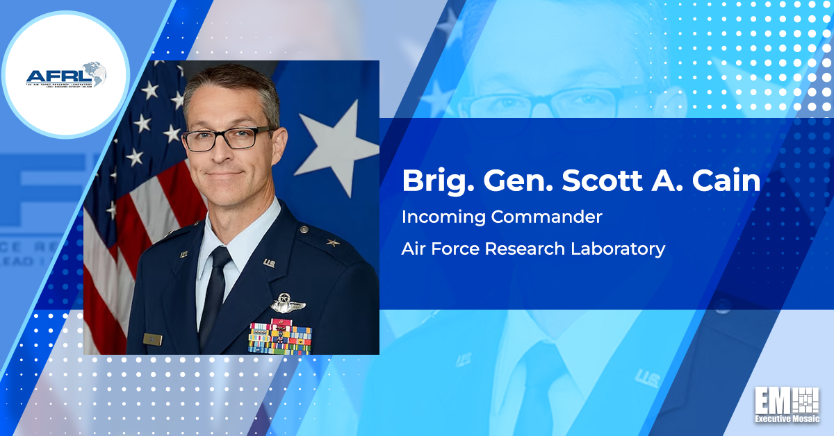 Brig. Gen. Scott Cain to Assume Command of Air Force Research Laboratory