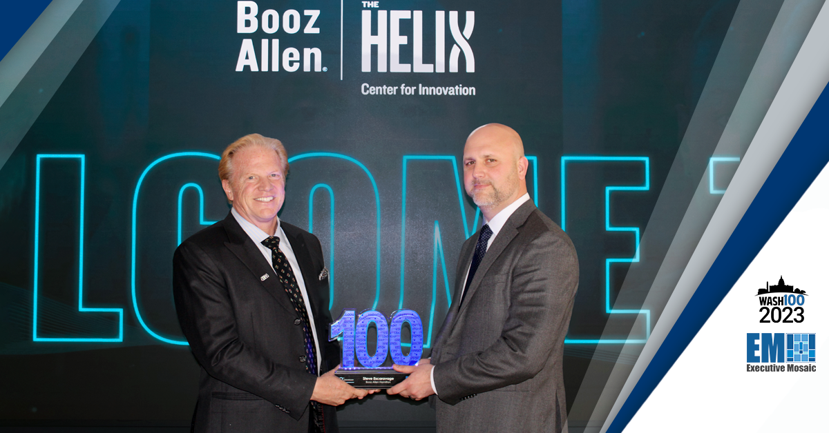 Booz Allen’s Steve Escaravage Receives 2023 Wash100 Award From Jim Garrettson