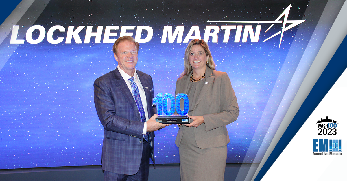 Lockheed’s Maria Demaree Accepts 1st Wash100 Award from Executive Mosaic CEO Jim Garrettson
