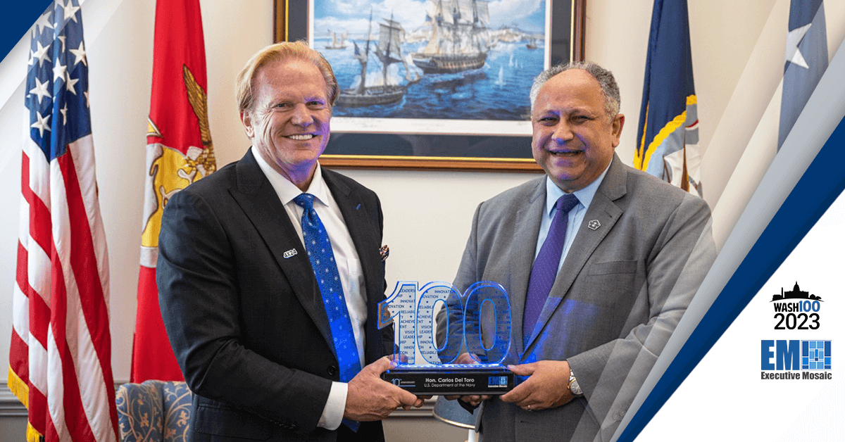 Executive Mosaic CEO Jim Garrettson Delivers Wash100 Award to Navy Secretary Carlos Del Toro