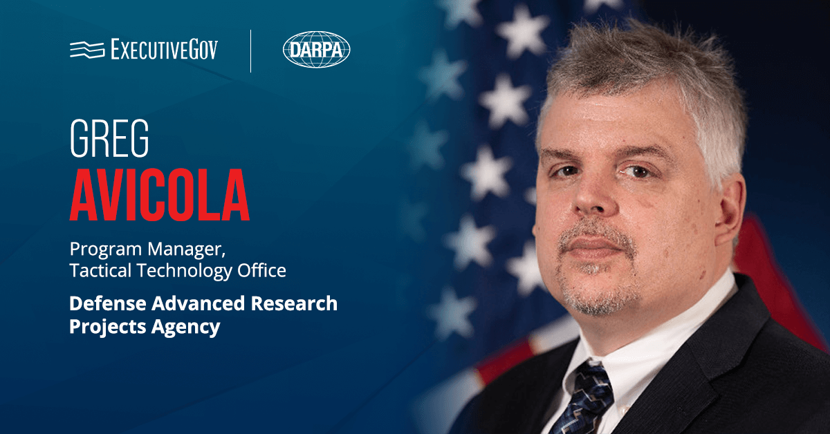 Headshot of Greg Avicola, program manager at the Defense Advanced Research Projects Agency's Tactical Technology Office