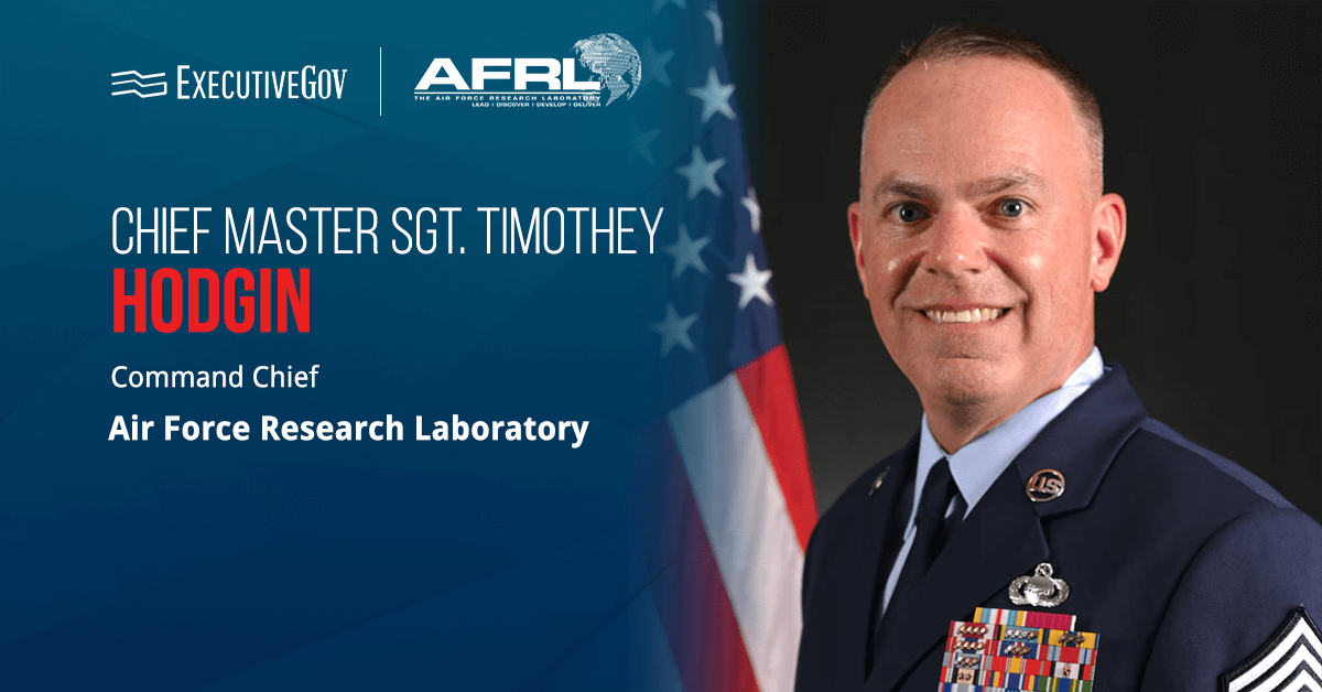 Chief Master Sgt. Timothey Hodgin has been appointed command chief of the Air Force Research Laboratory