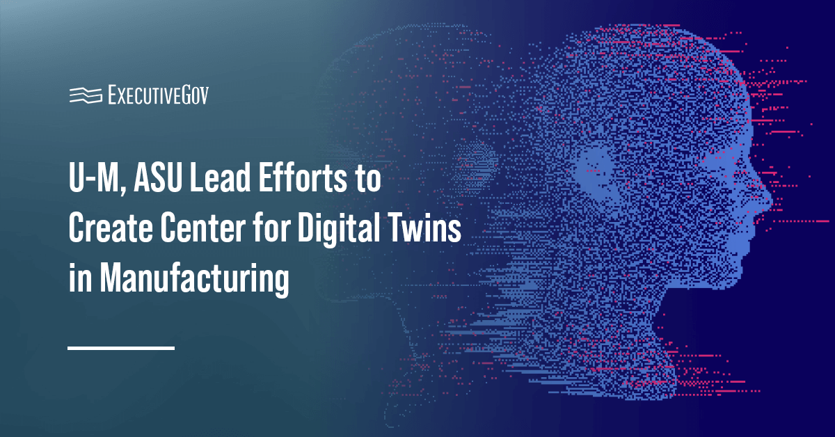A digital twins graphic. U-M and ASU intend to launch the Center for Digital Twins in Manufacturing.