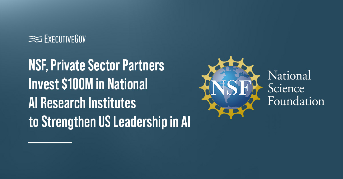 National Science Foundation logo. NSF announced a $100 million investment in National AI Research Institutes.
