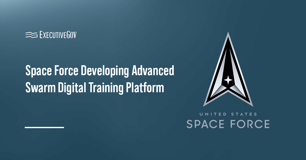 The U.S. Space Force logo. The military component is working on an advanced Swarm digital training platform for end of 2025.