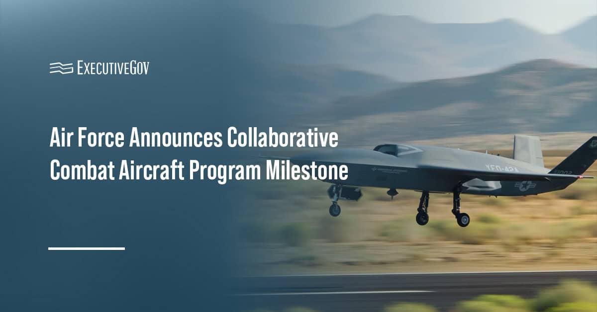 YFQ-42A Collaborative Combat Aircraft during its test flight. USAF reached a development milestone in the CCA program.