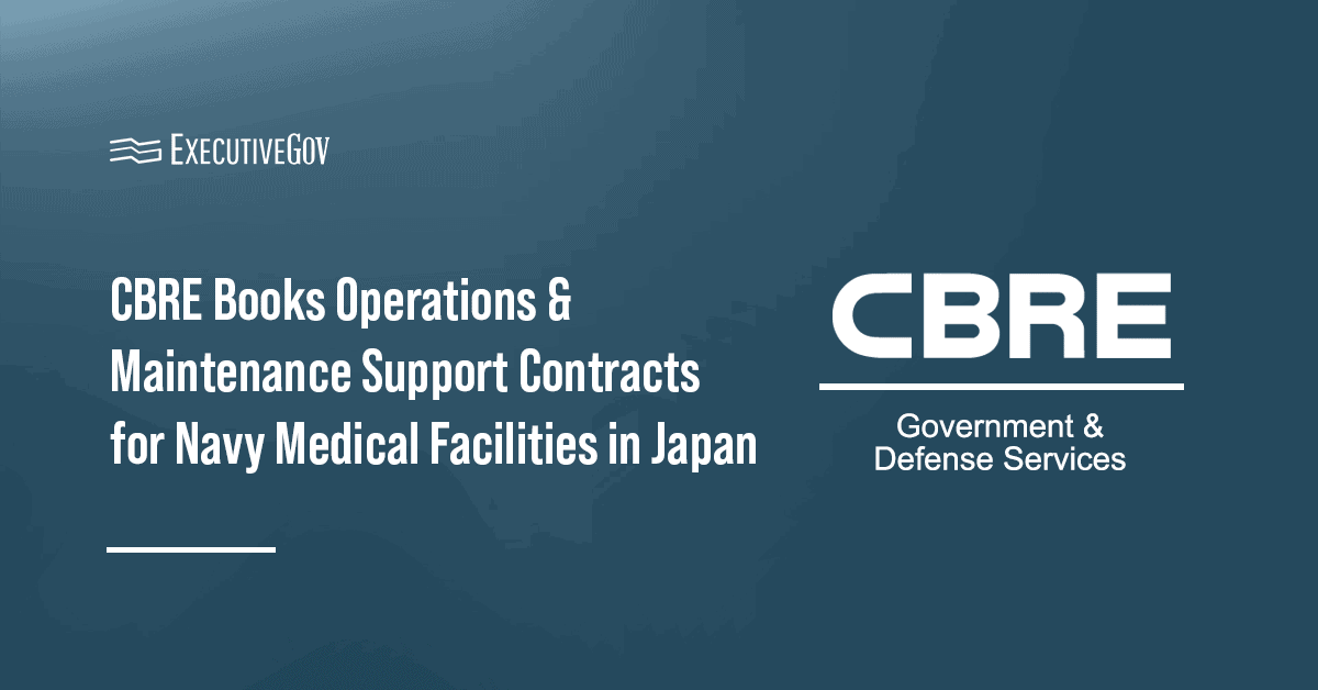 CBRE logo. CBRE awarded two task orders for Japan-based U.S. Navy medical facilities support.