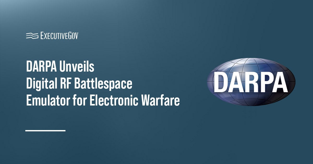 DARPA logo. DARPA unveiled the Digital RF Battlespace Emulator virtual test range.