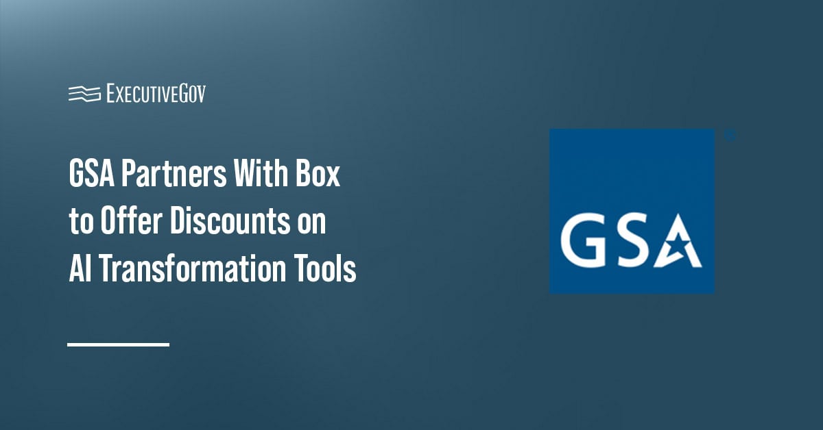 GSA logo. GSA and Box have partnered to offer federal agencies discounts on AI tools.