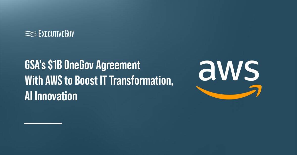 Amazon Web Services logo. GSA announces a $1 billion OneGov agreement with AWS.