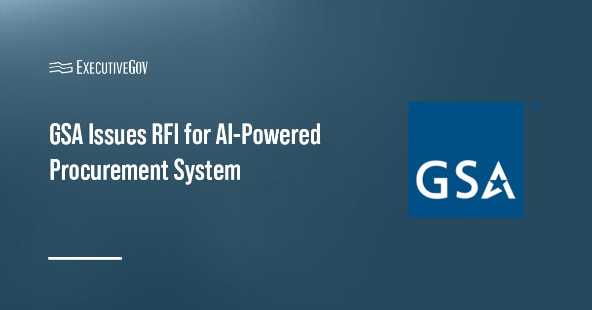 GSA logo. GSA issued a request for information for an AI-powered procurement system.