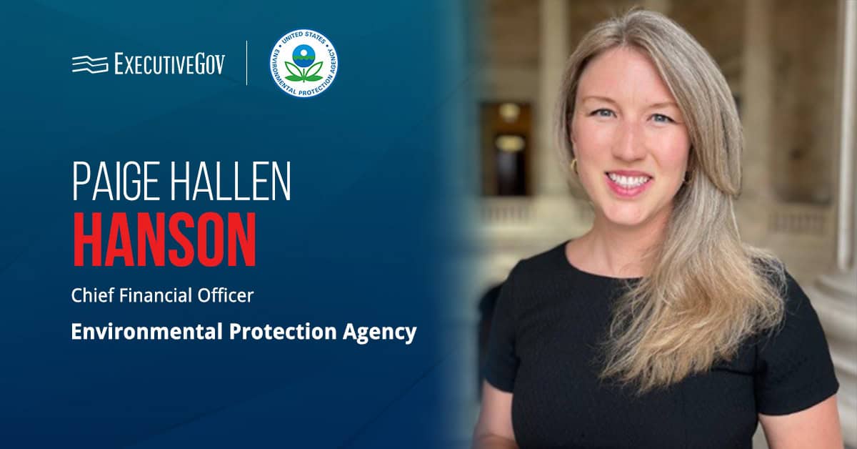 Paige Hallen Hanson. The Senate confirmed Paige Hallen Hanson as the EPA's next CFO.