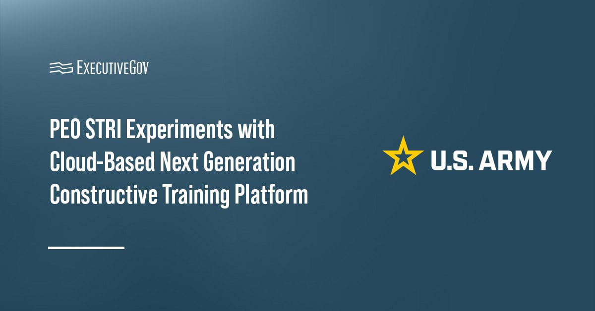 US Army logo. PEO STRI conducts experiment on the Next Generation Constructive training platform.