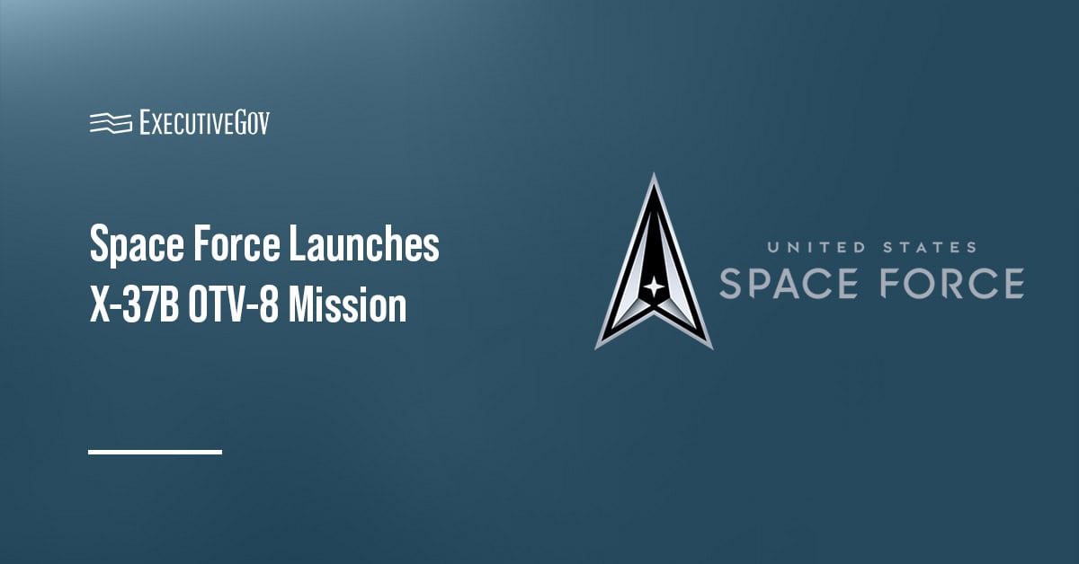 U.S. Space Force logo. The Space Force launched the the X-37B Orbital Test Vehicle on a SpaceX rocket.
