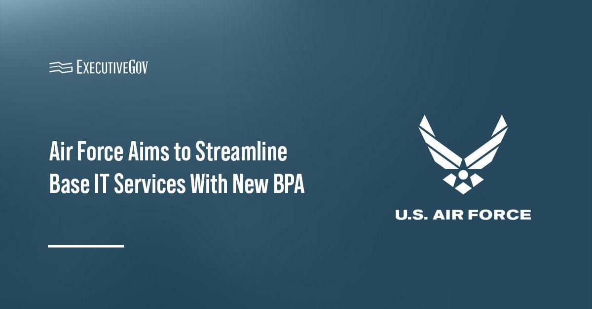 Air Force logo. AFIMSC developed a BPA to streamline the procurement of base operations support IT services.