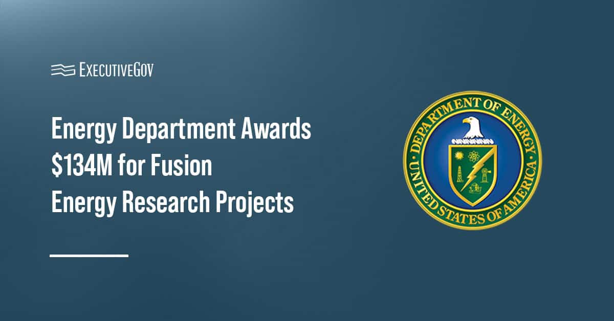 Energy Department logo. A $134 million total funding was awarded for fusion energy research