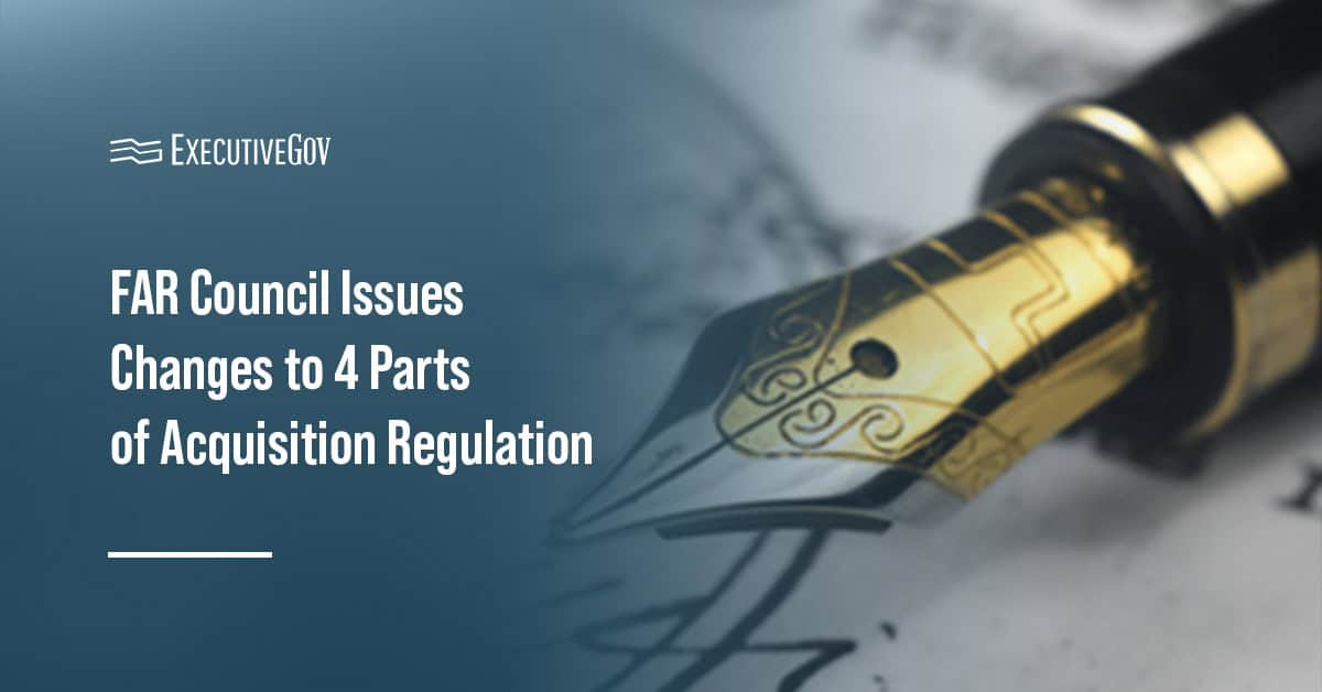 Government contracting. The FAR Council released model deviation text for FAR Parts 3, 17, 27 and 45.