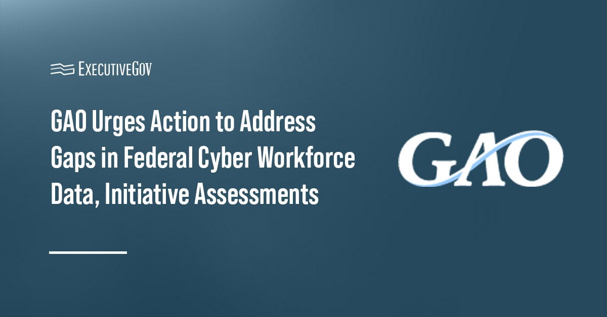 Government Accountability Office logo. GAO urged ONCD to fix gaps in federal cyber workforce data.
