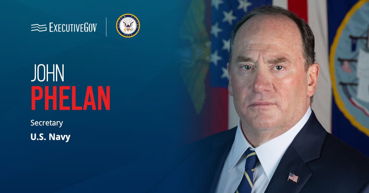 Navy Secretary John Phelan. Phelan issued a memo on reforms to the Navy's robotic and autonomous systems efforts.