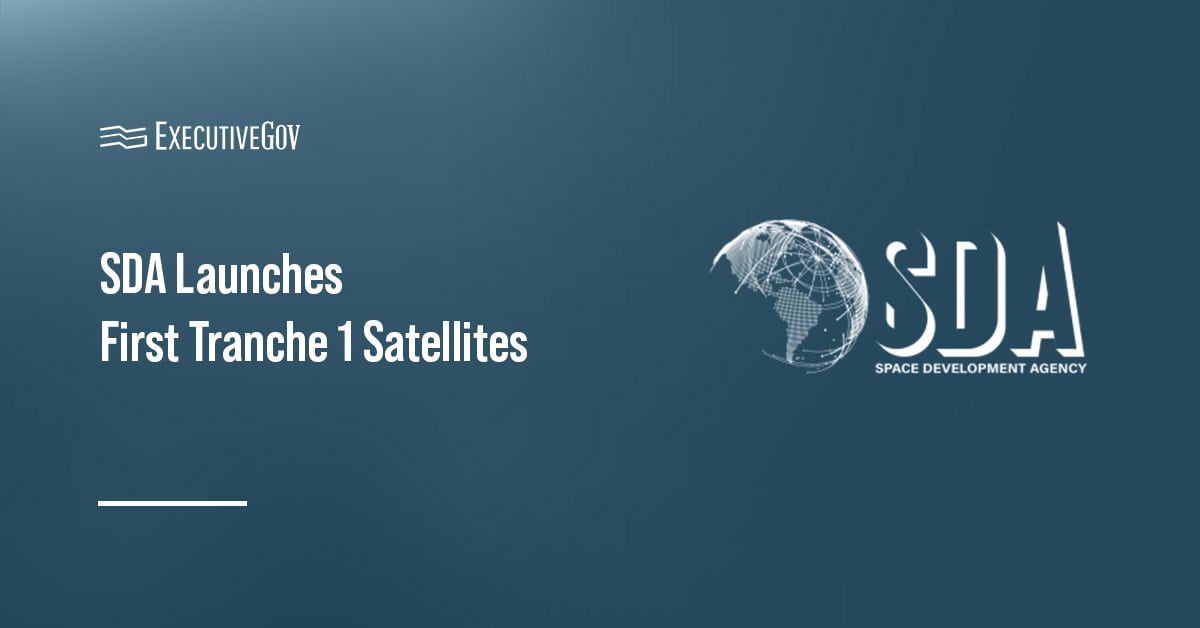 SDA logo. The Space Development Agency launched the first PWSA Tranche 1 Transport Layer satellites.