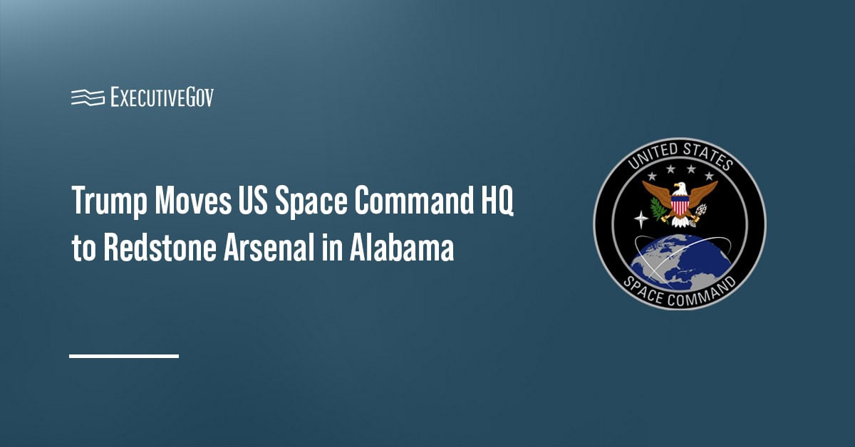 U.S. Space Command logo. The U.S. Space Command will call Redstone Arsenal in Alabama as its new home