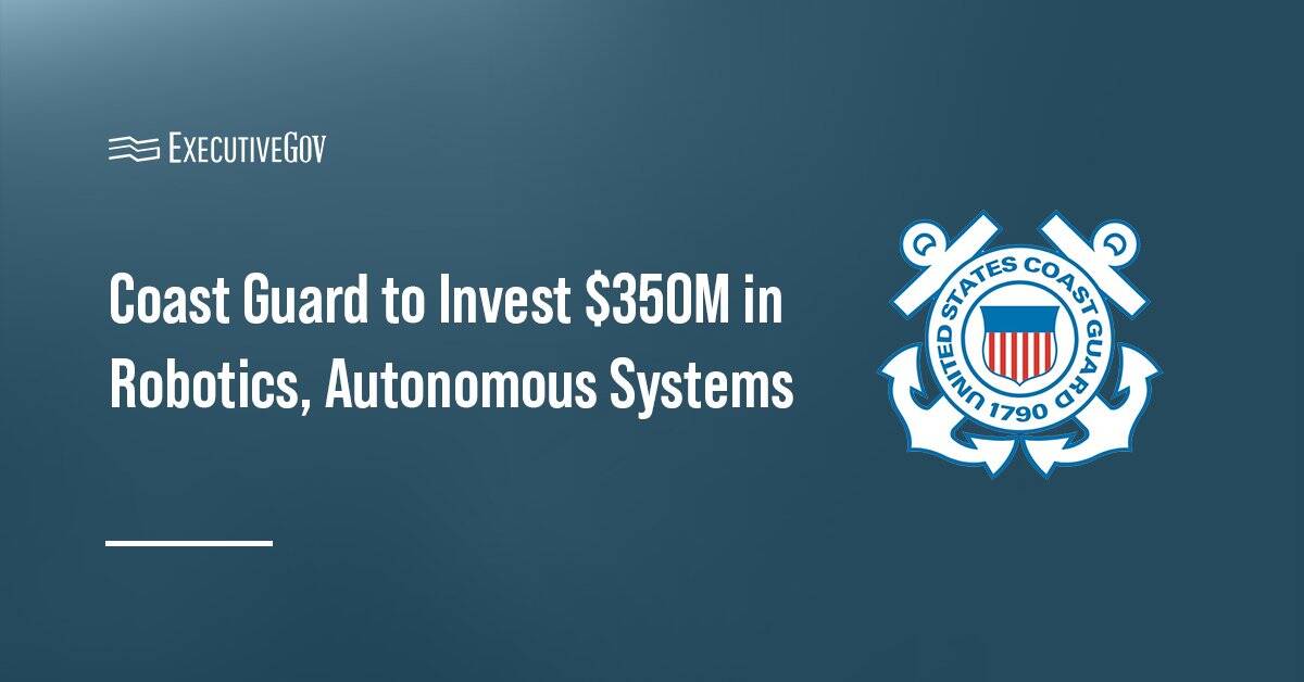 US Coast Guard logo. USCG will spend nearly $350 million to purchase robotics and autonomous systems.