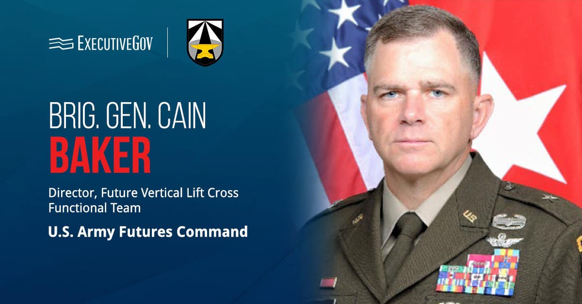 Brig. Gen. Cain Baker. The FVL CFT director said the Army aims to deploy a CCA-like capability over the next two years.