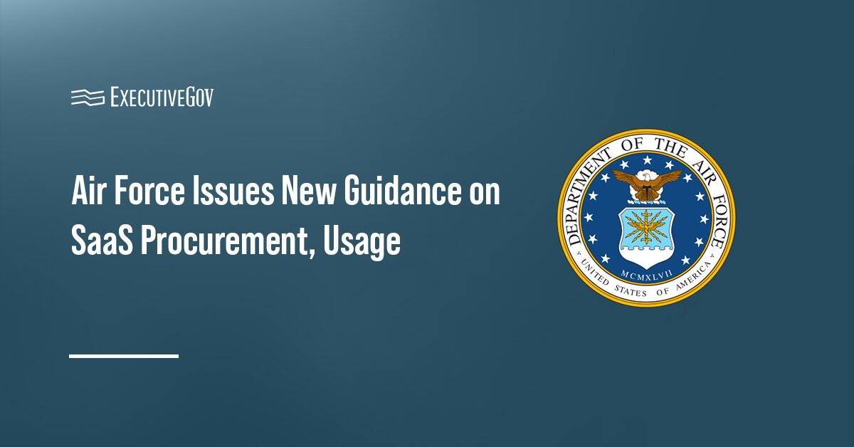 Department of the Air Force logo. DAF issued a new memorandum classifying SaaS as a commodity-based subscription service.