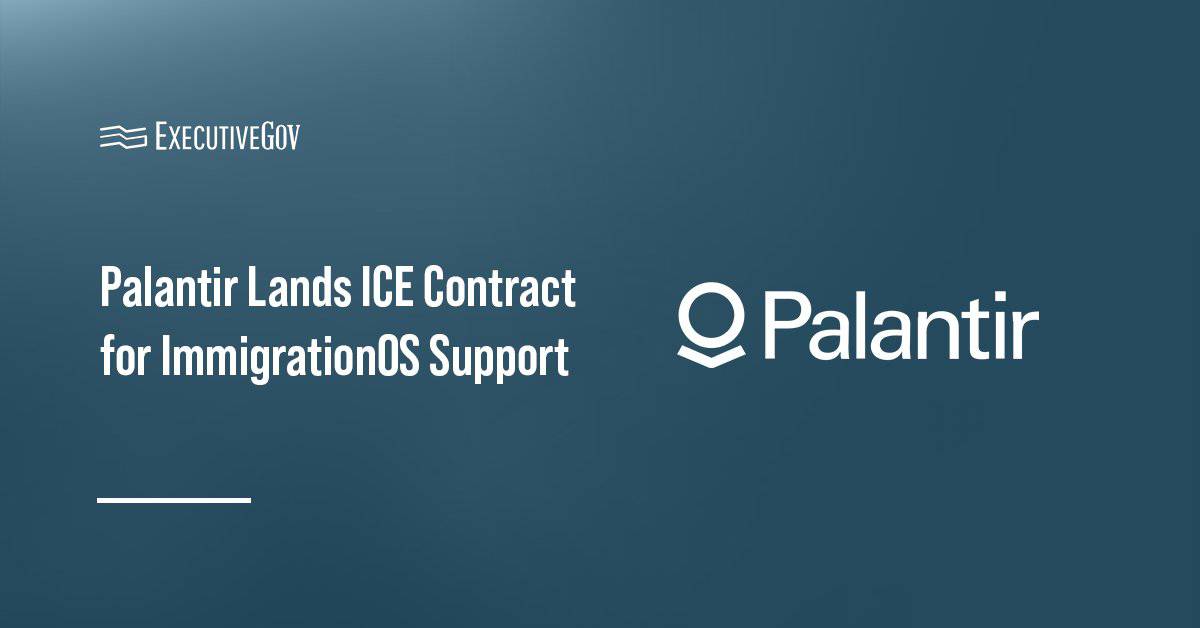 Palantir logo. ICE awarded Palantir a contract for services supporting ImmigrationOS.