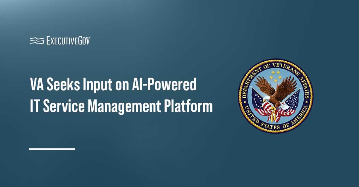 The Department of Veterans Affairs' logo. The VA is conducting market research on a new IT Service Management Platform