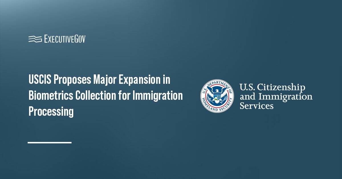 U.S. Citizenship and Immigration Services' official seal. USCIS introduced new biometrics rule