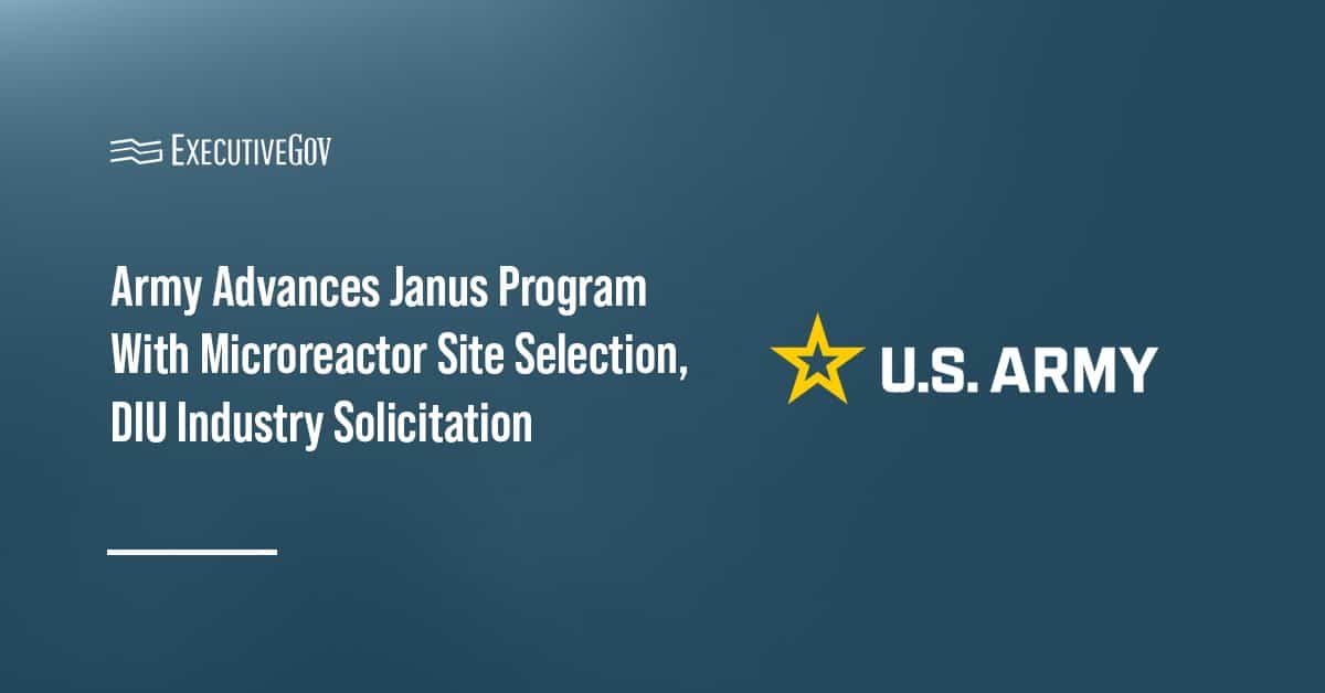 U.S. Army logo. The U.S. Army has identified nine installations as microreactor power plant sites under its Janus Program.