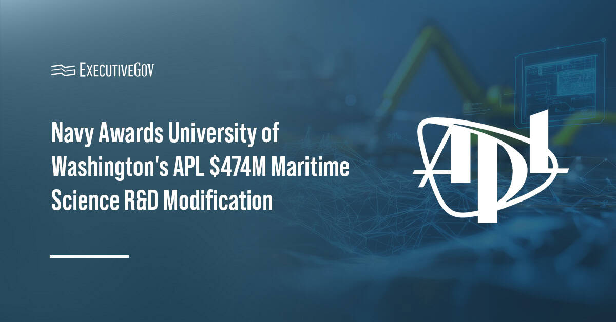 navy-apl-uw-contract-extension-rdte University of Washington’s Applied Physics Laboratory logo. APL-UW secures a Navy R&D contract modification.