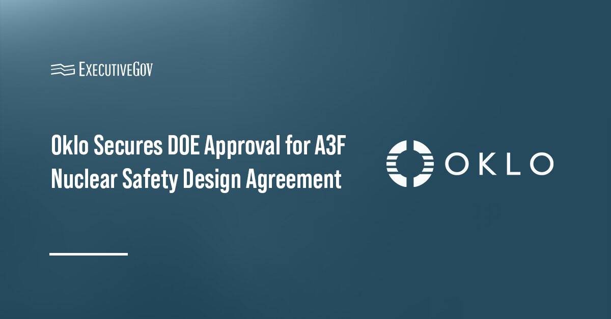 Oklo logo. Oklo secured DOE approval for NSDA for the Aurora Fuel Fabrication Facility at Idaho National Laboratory.