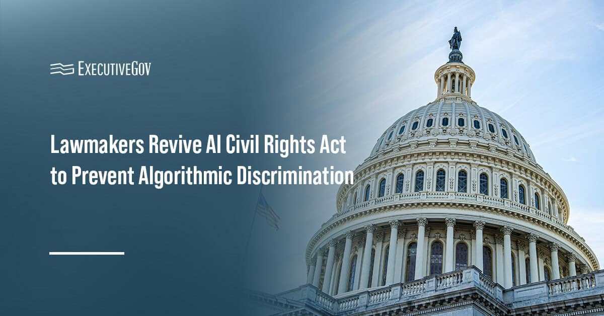 US Capitol. Democrats reintroduced the AI Civil Rights Act to prevent discriminatory algorithms.