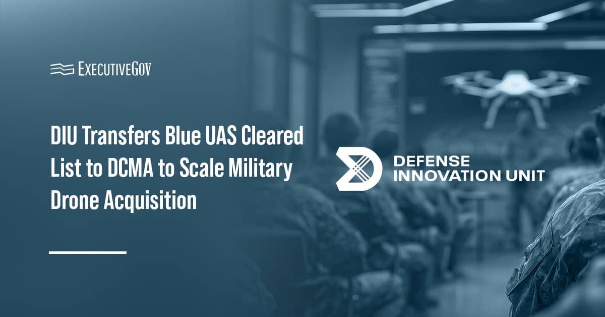 DIU logo. The Defense Innovation Unit transferred the Blue UAS Cleared List to the Defense Contract Management Agency.