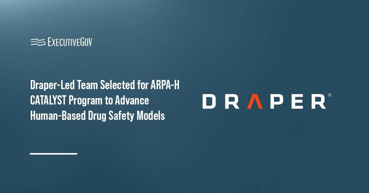 Draper logo. ARPA-H has selected a Draper-led team as a CATALYST program performer.