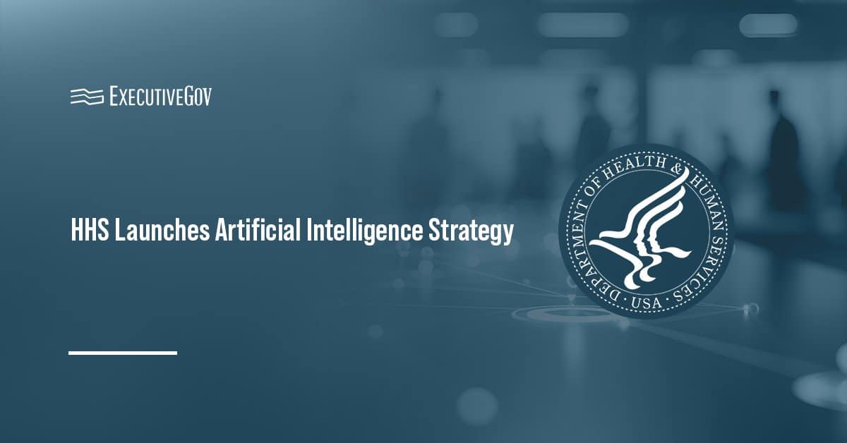 HHS logo. The Department of Health and Human Services unveiled its AI Strategy.