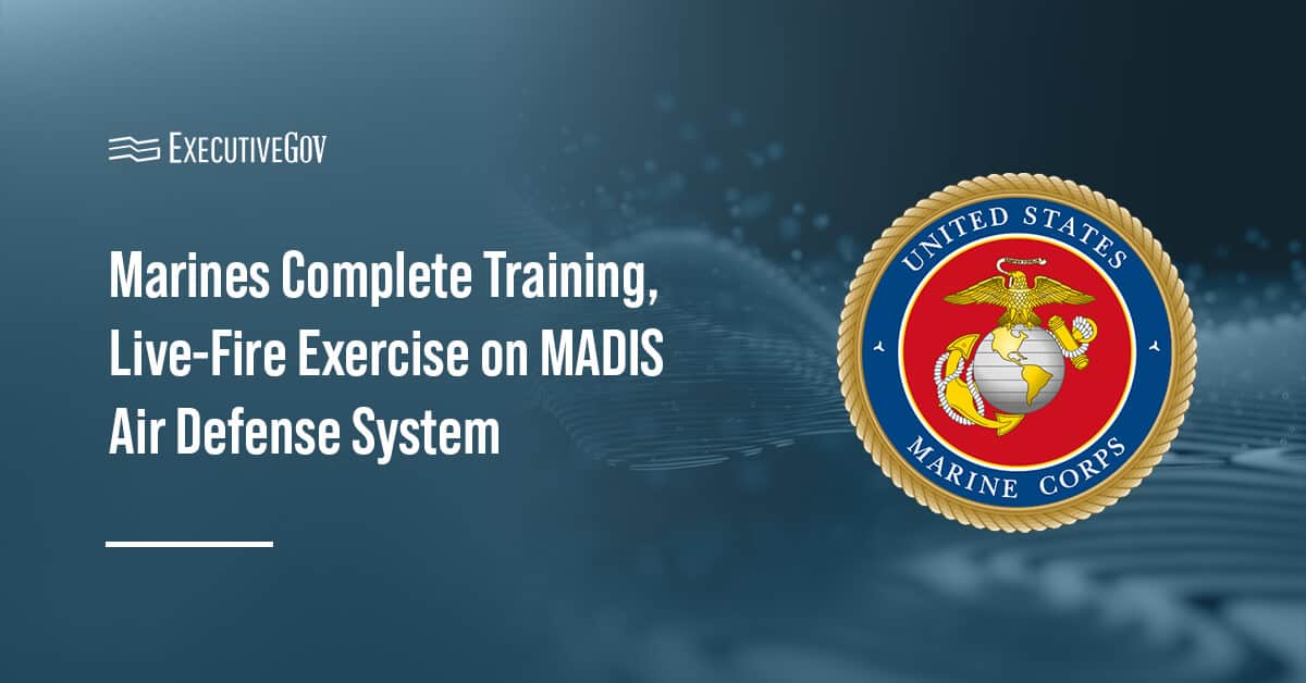 U.S. Marine Corps logo. USMC completed New Equipment Training and live-fire exercise for MADIS.