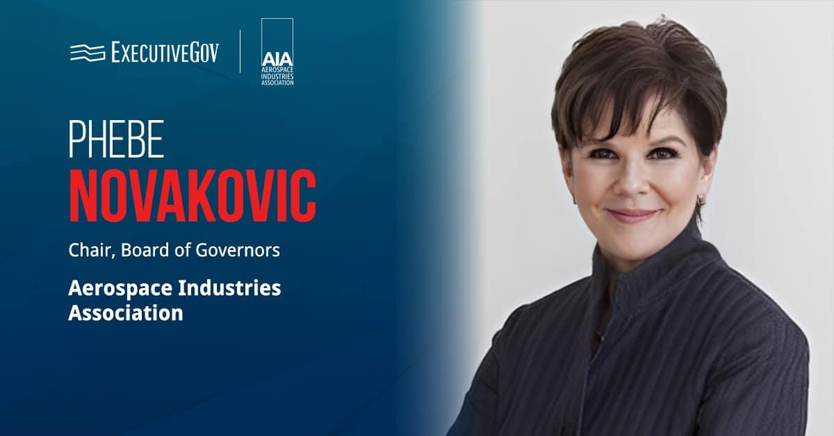 Phebe Novakovic, chair of AIA's board of governors. Novakovic currently serves as the CEO of General Dynamics