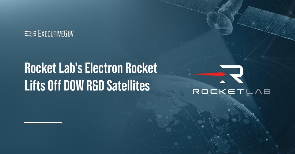 Rocket Lab logo. An Electron spacecraft launched DOW satellites under the STP-S30 mission.