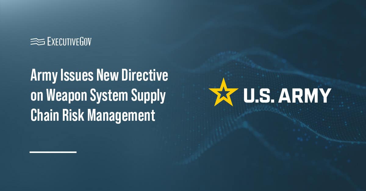 U.S. Army seal. The Army has posted a new policy for weapon system SCRM