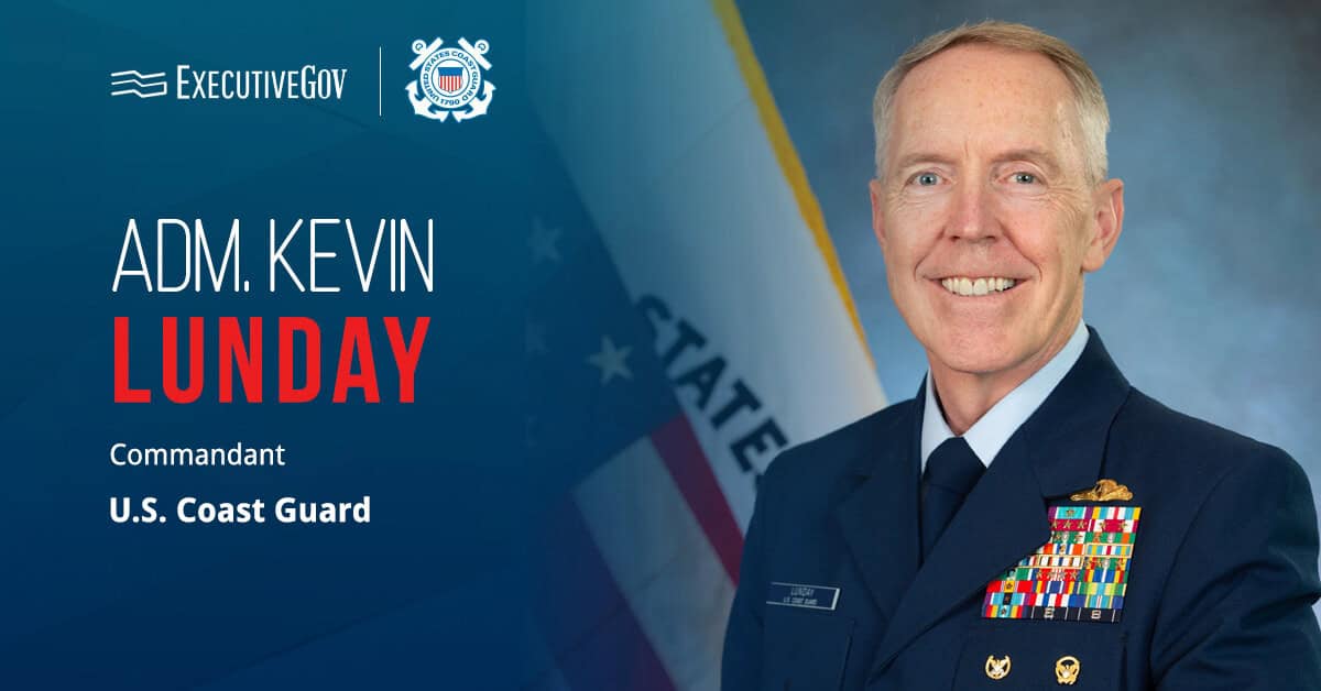 Adm. Kevin Lunday. The admiral assumed command of the U.S. Coast Guard.