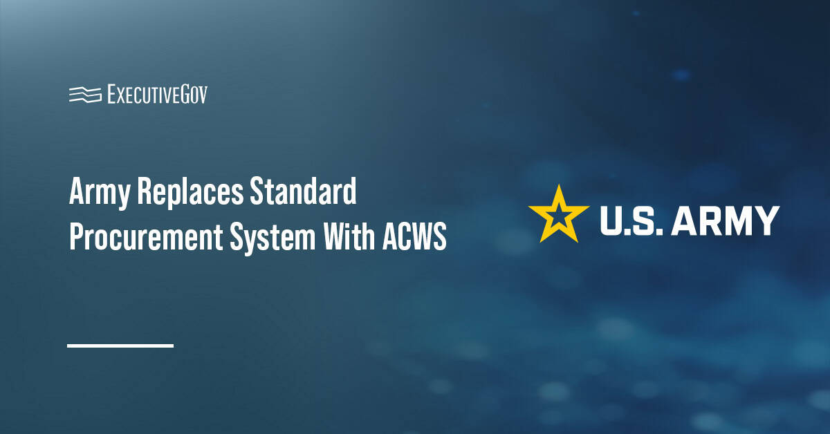 U.S. Army logo. The Army has replaced its Standard Procurement System with the Army Contract Writing System.