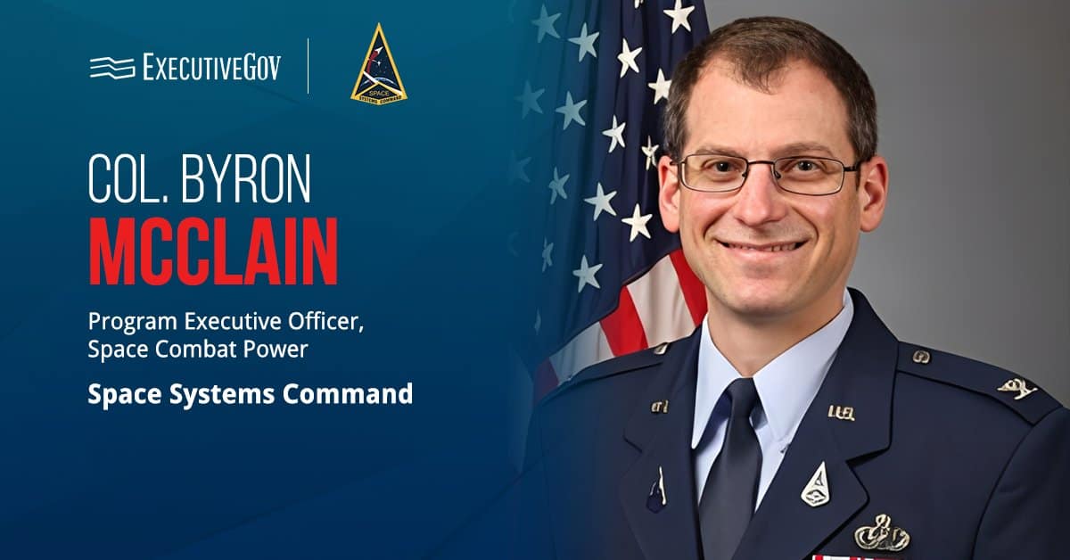 Col. Byron McClain, program executive offer at Space Systems Command. McClain shared RG-XX acquisition plans