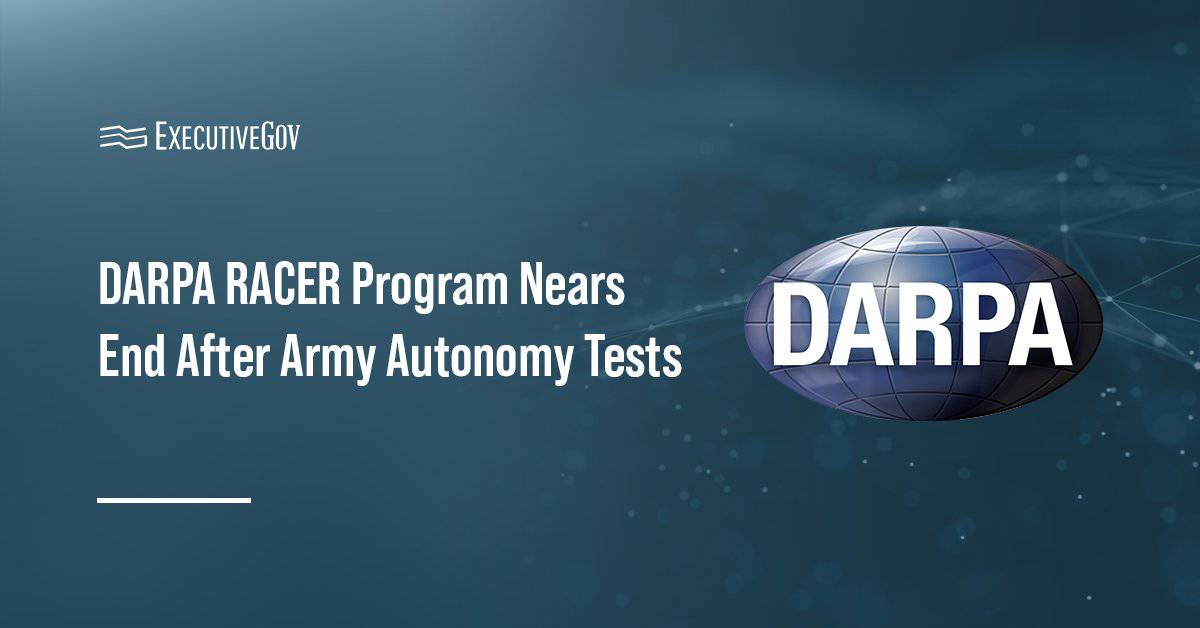 DARPA logo. DARPA's RACER program is nearing completion following Army demonstrations.